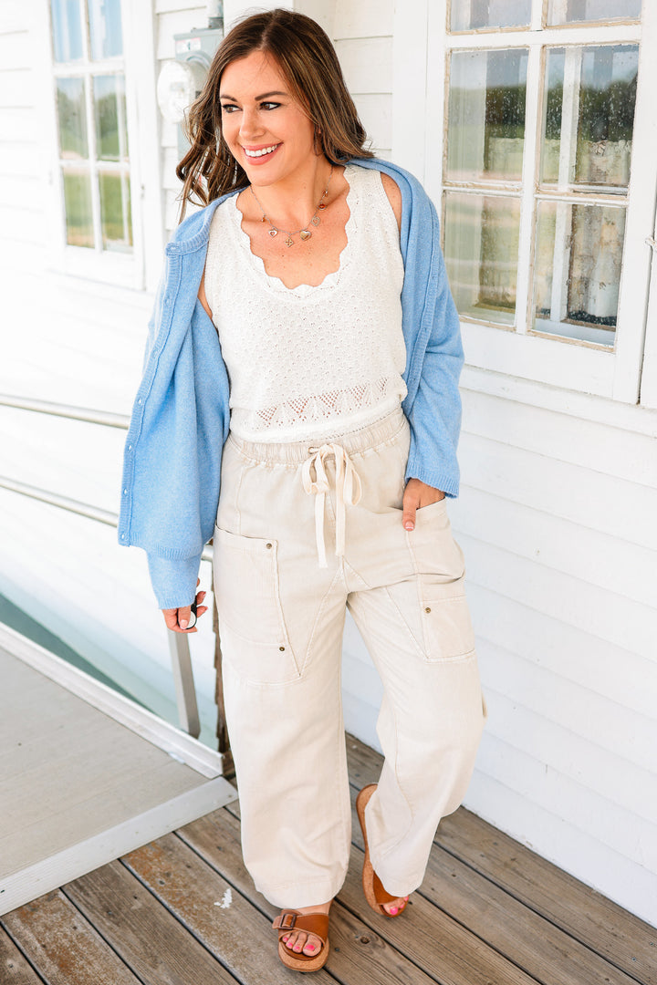 Sadie Side Pocket Wide Pants - Natural