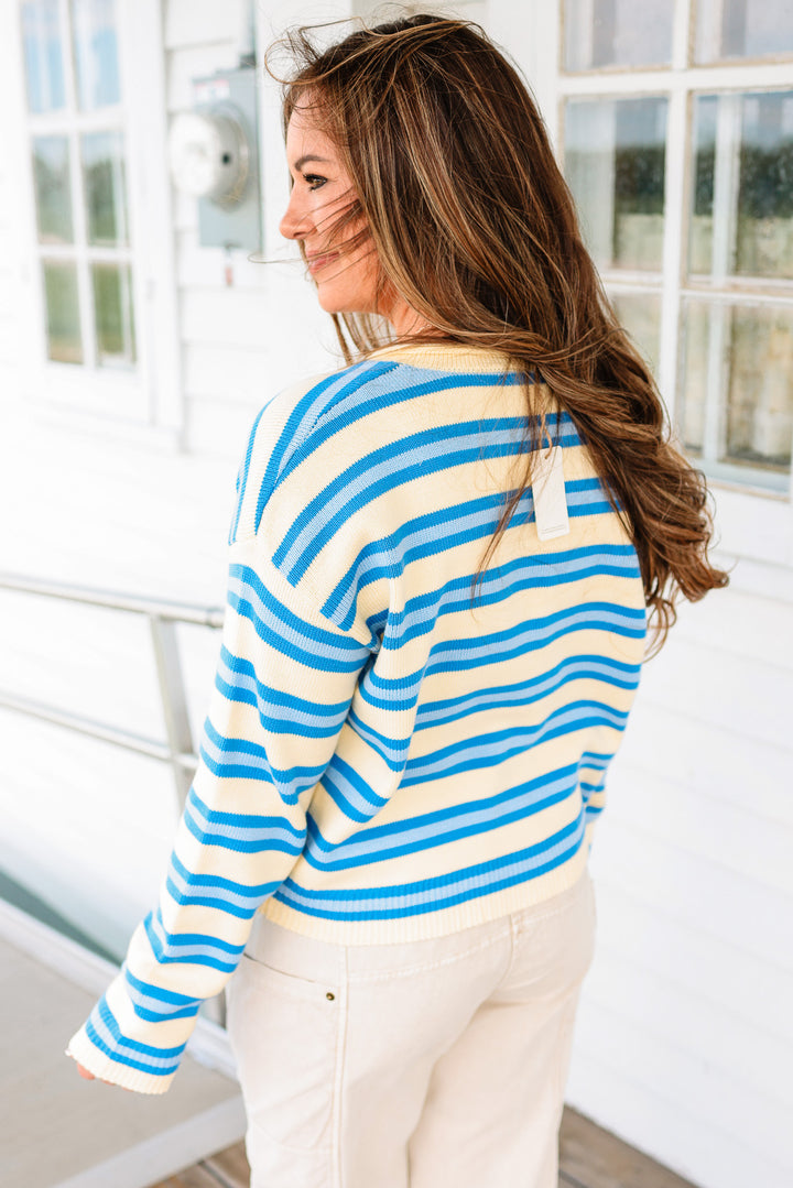 Meadow Striped Button Up Cardigan - Daisy Combo