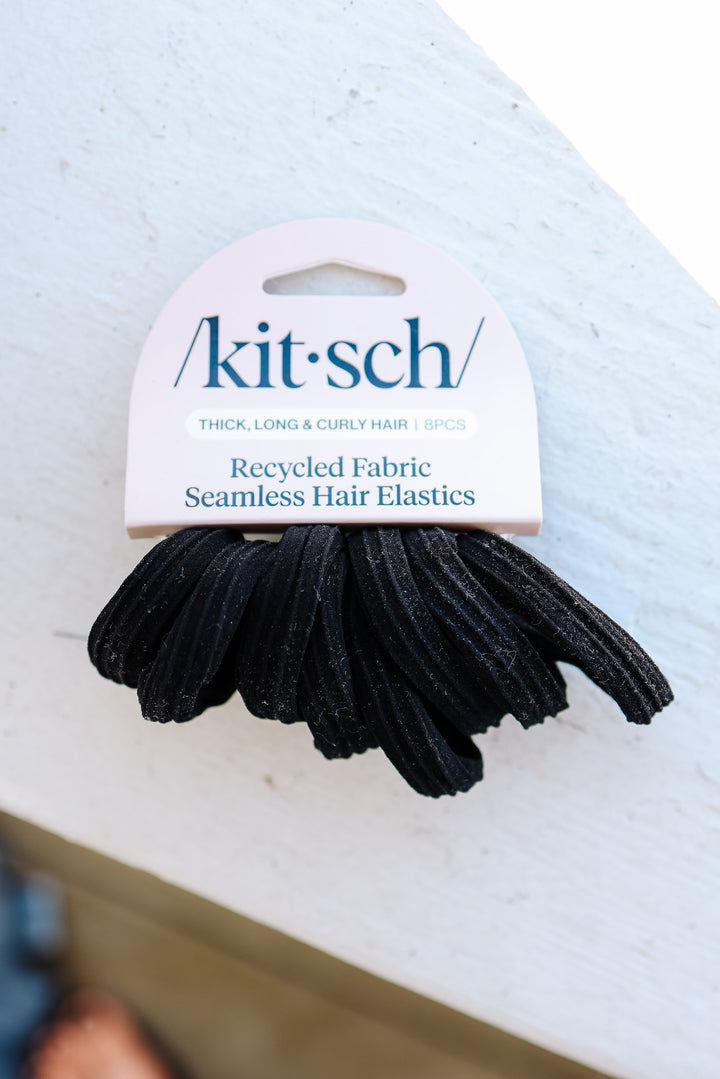 Recycled Seamless Hair Elastics 8pc Set - Black
