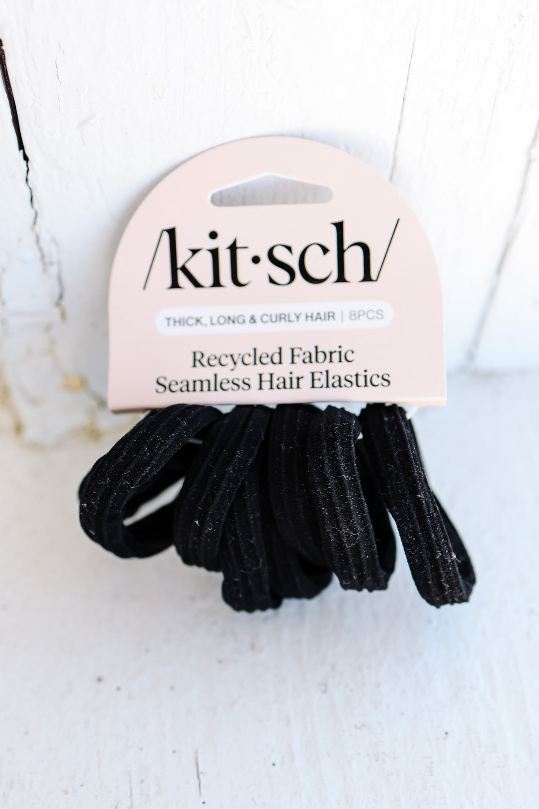 Recycled Seamless Hair Elastics 8pc Set - Black