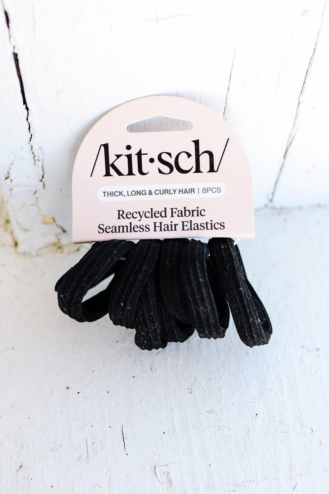 Recycled Seamless Hair Elastics 8pc Set - Black