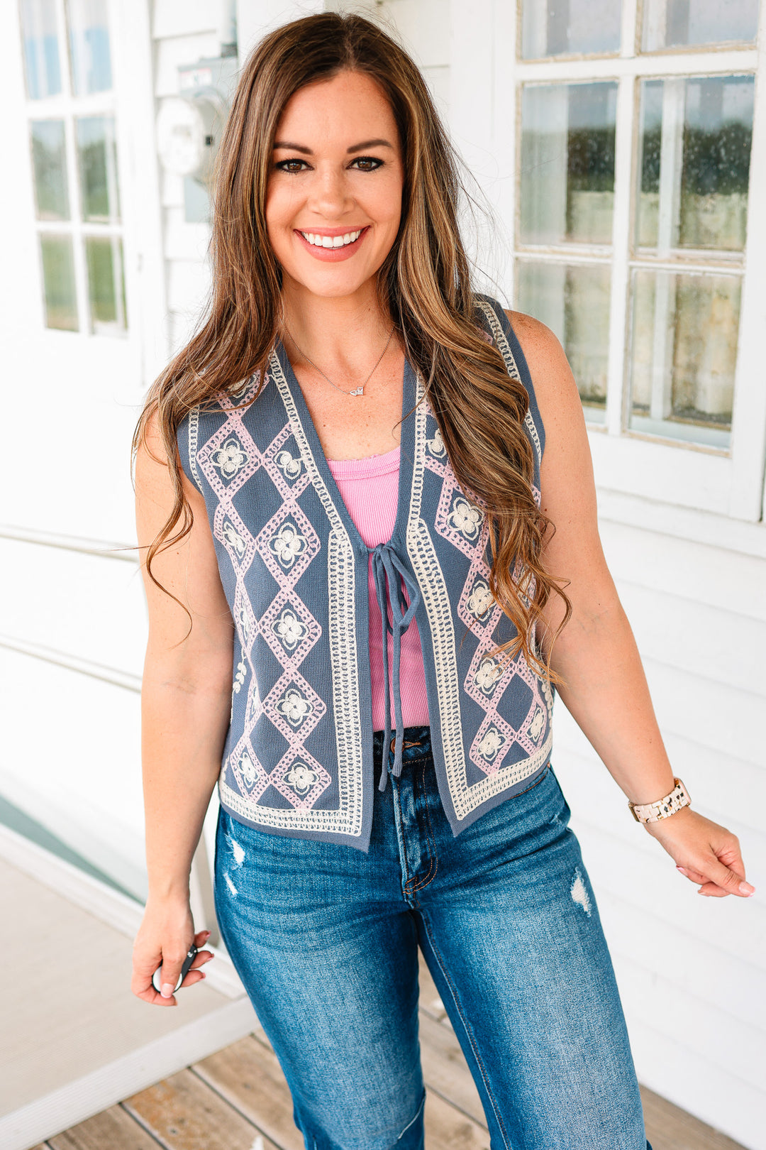 Anika Embroidered Sweater Vest