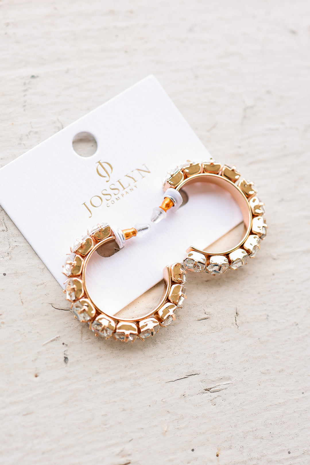 Crystal-Encrusted Gold Hoop Earrings