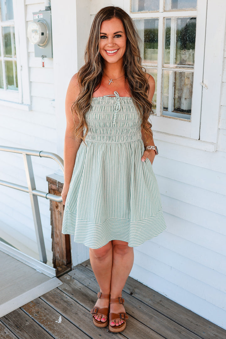 Dessa Striped Dress - Sage