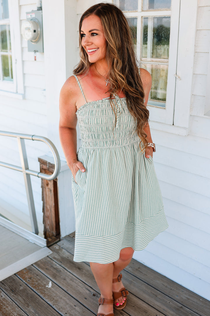 Dessa Striped Dress - Sage