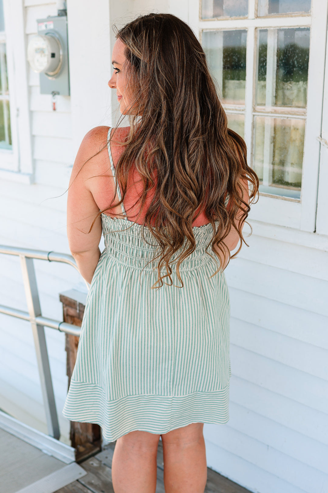 Dessa Striped Dress - Sage