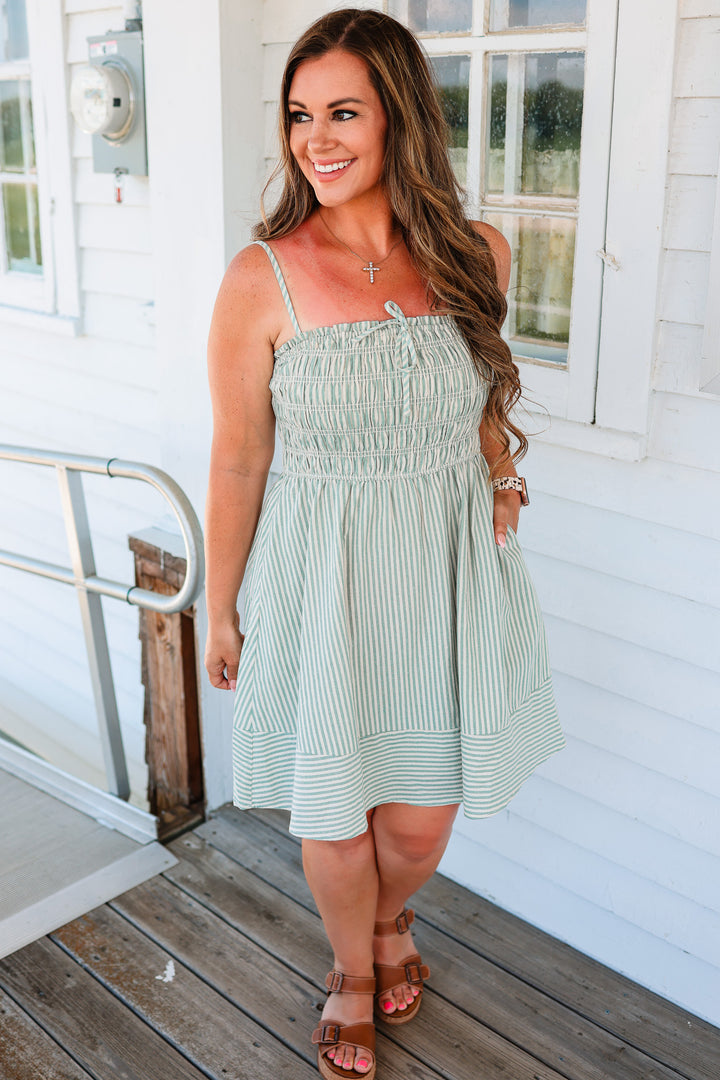 Dessa Striped Dress - Sage