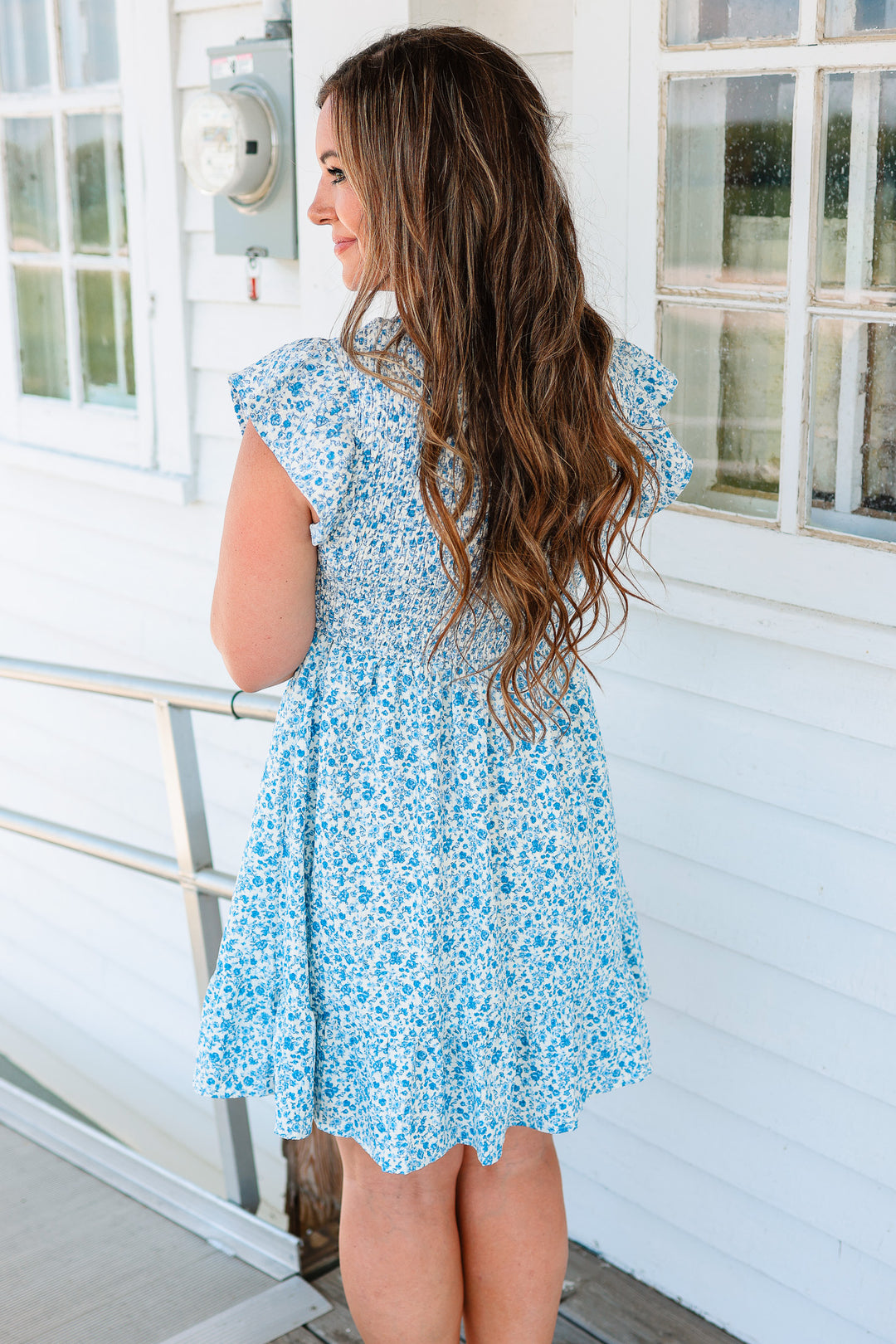 Andie Smocked Babydoll Dress - Blue
