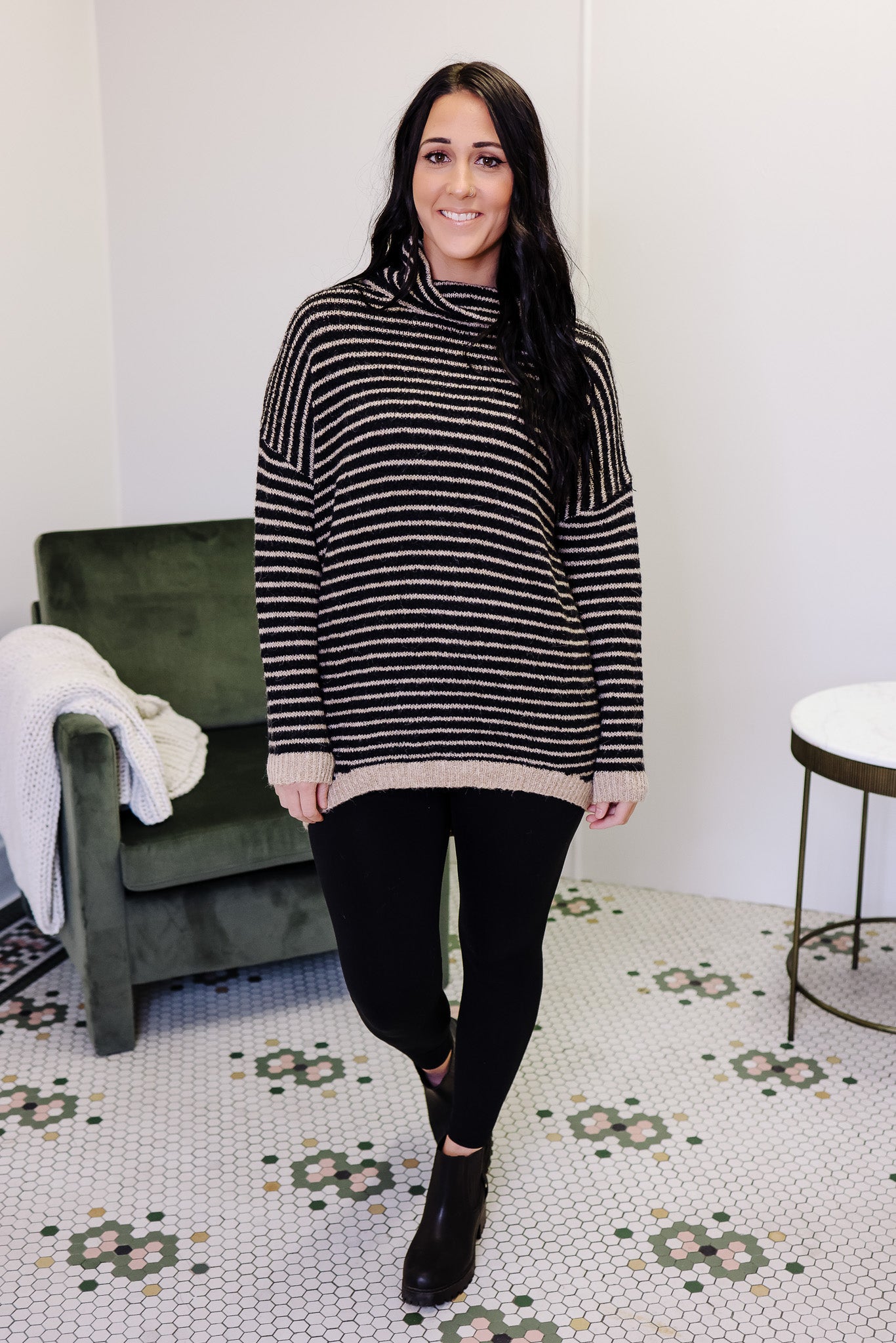 Bria Striped Turtleneck Sweater