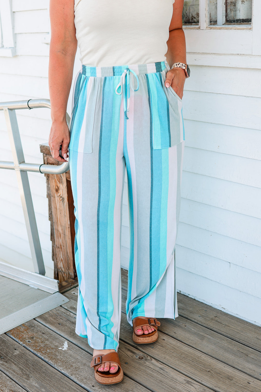 Jade French Terry Striped Pants