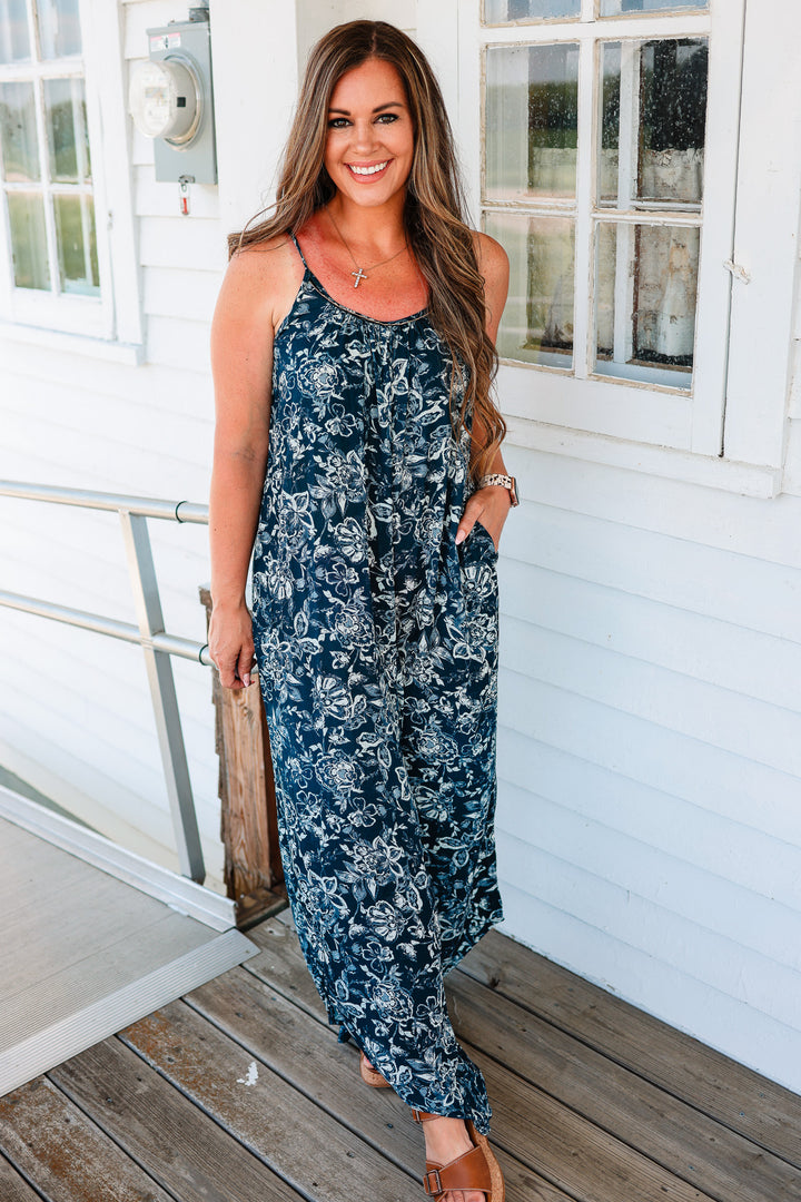Dottie Floral Beaded Cami Jumpsuit