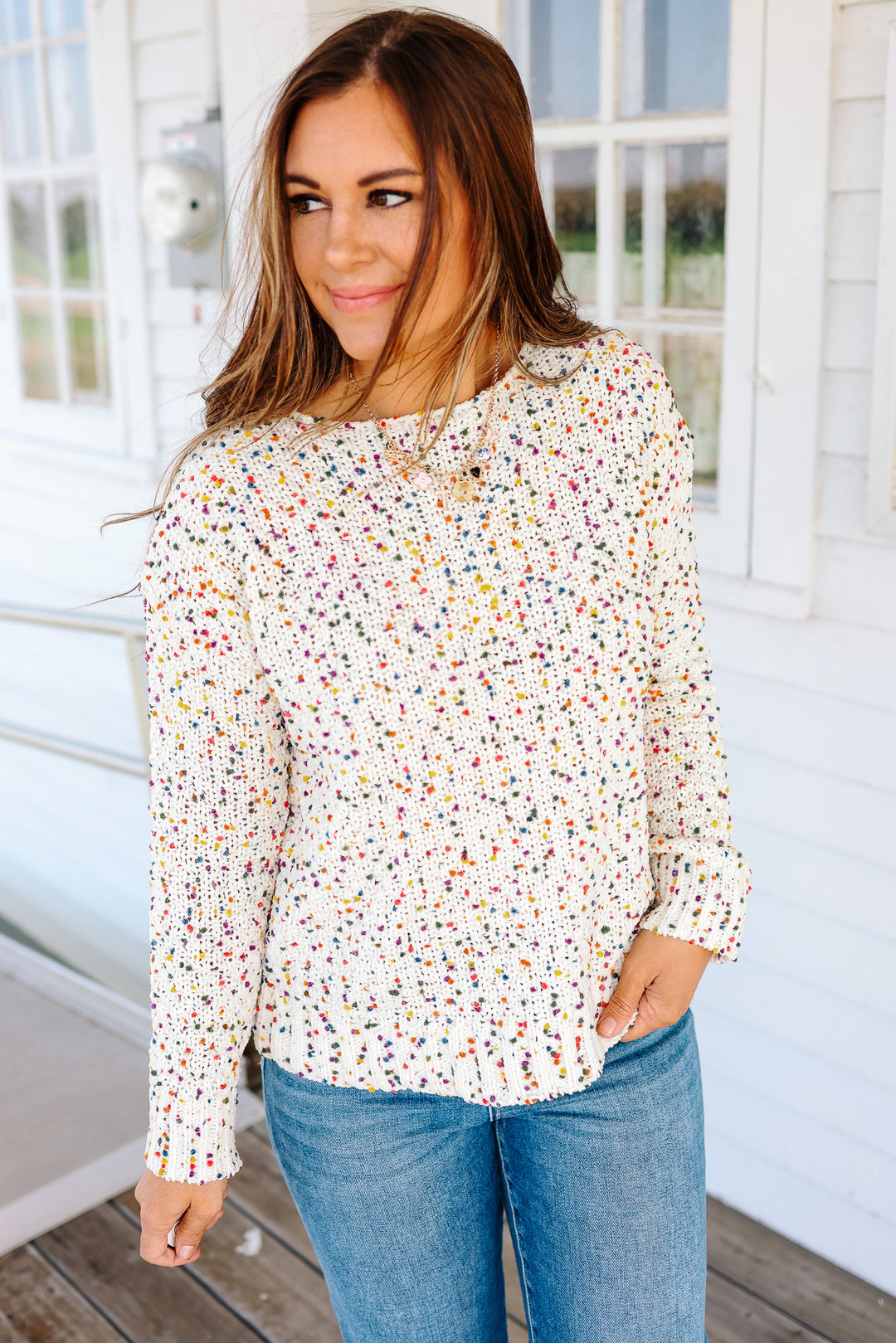 Posey Speckled Sweater - Ivory
