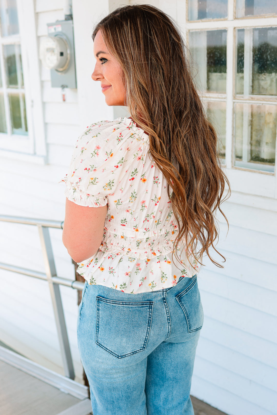 Mavis Ruffle Sleeve Smocked Top