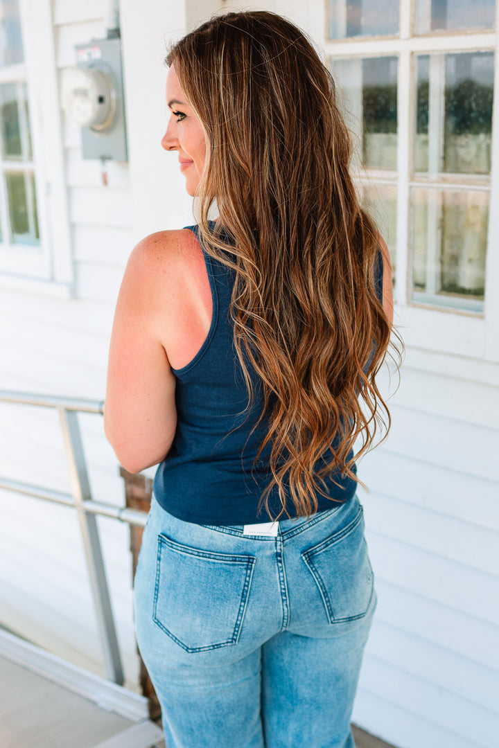 Selah Beaded Tank Top - Navy