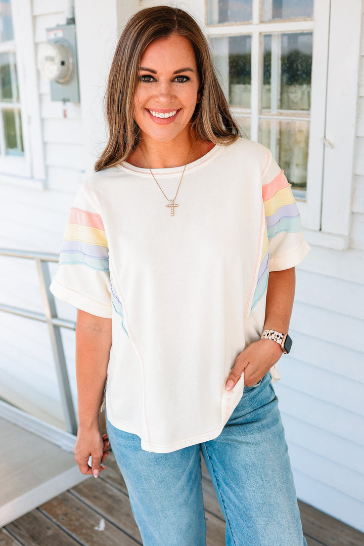 Rainbow Sleeve Washed Top