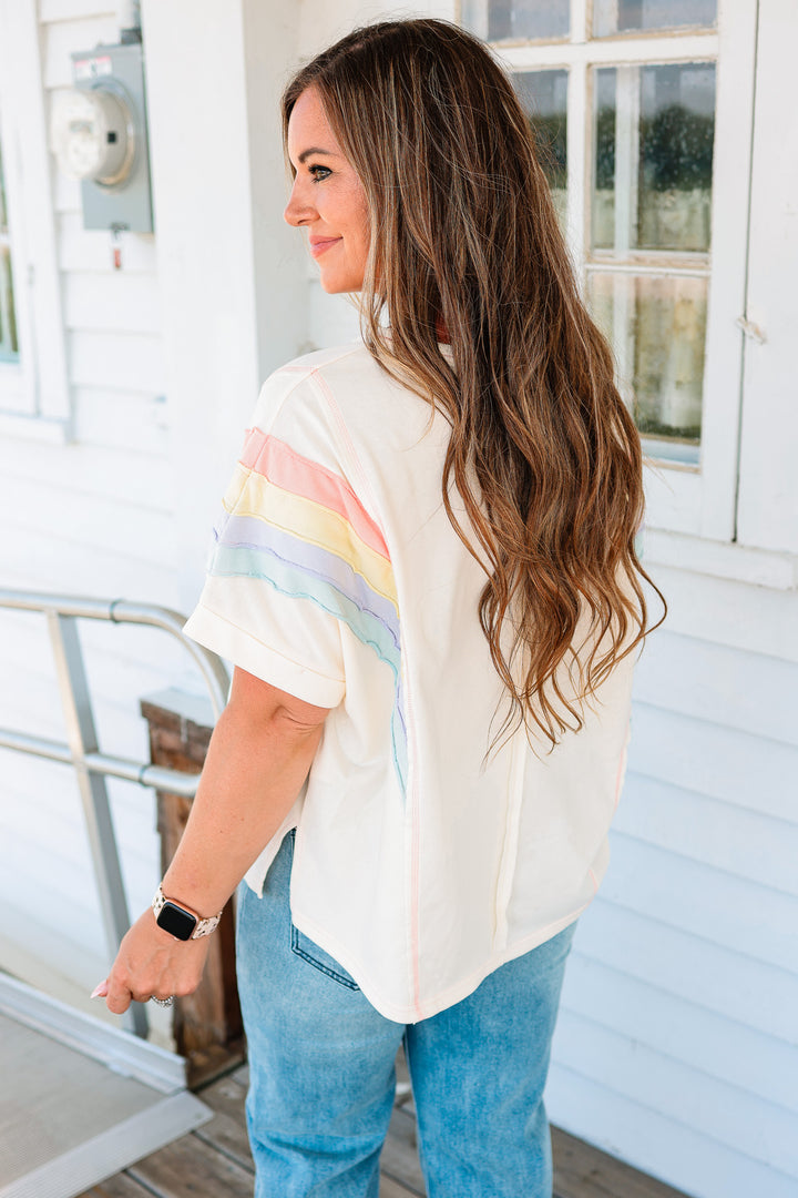 Rainbow Sleeve Washed Top