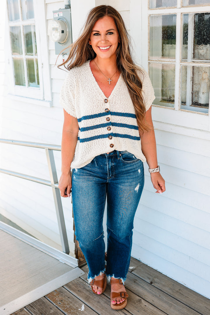 Serena Striped Button Down Vest