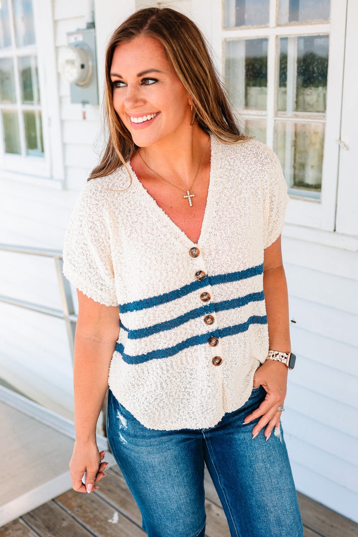 Serena Striped Button Down Vest