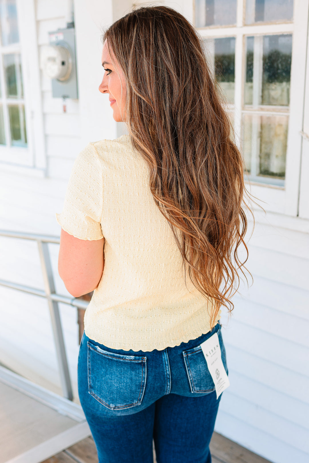 Clara Textured Button Down Top - Butter