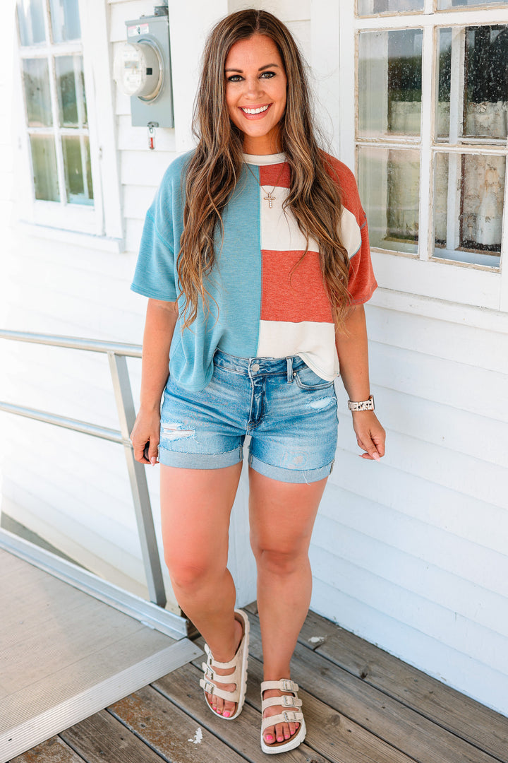 RISEN: Porter High Rise Cuffed Shorts