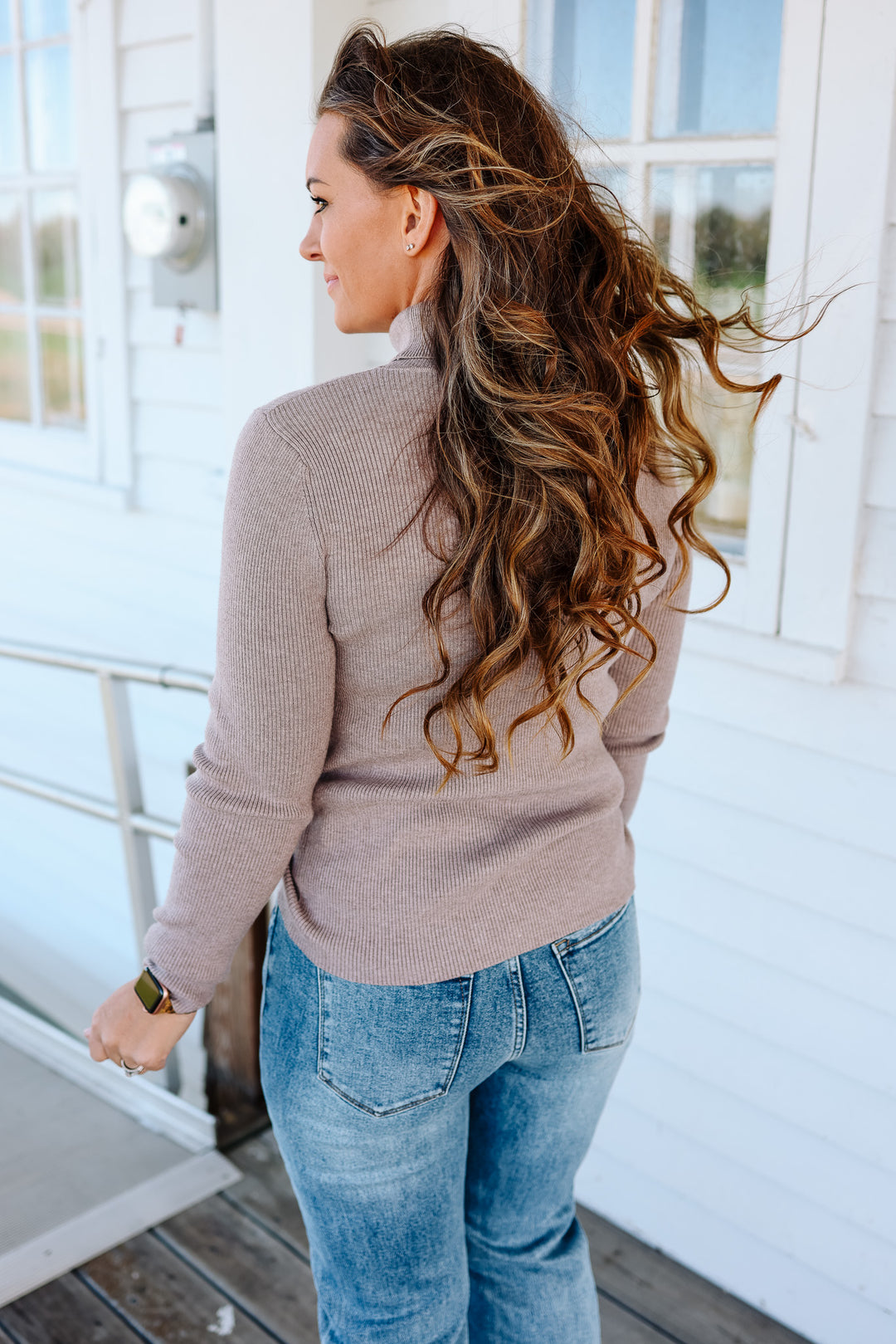 Sylvie Ribbed Turtleneck Sweater - Mocha