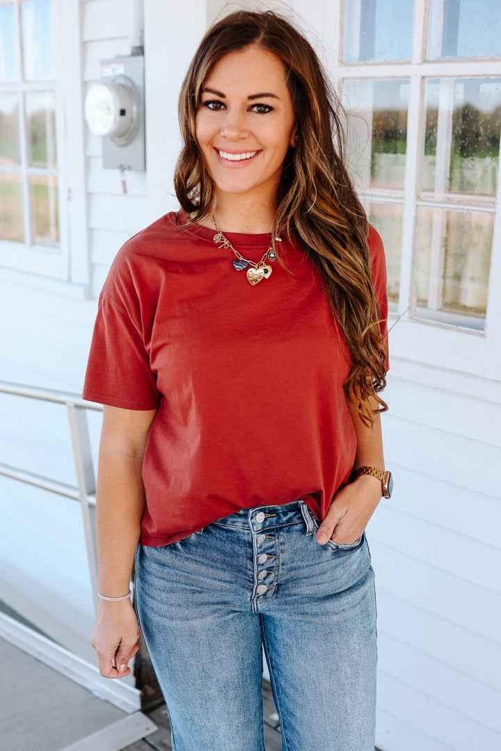 Trish Crop T-Shirt - Chili Oil