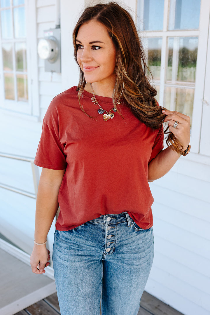 Trish Crop T-Shirt - Chili Oil