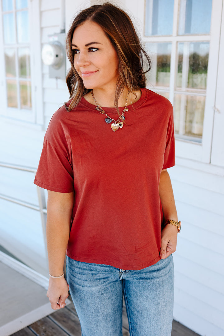 Trish Crop T-Shirt - Chili Oil