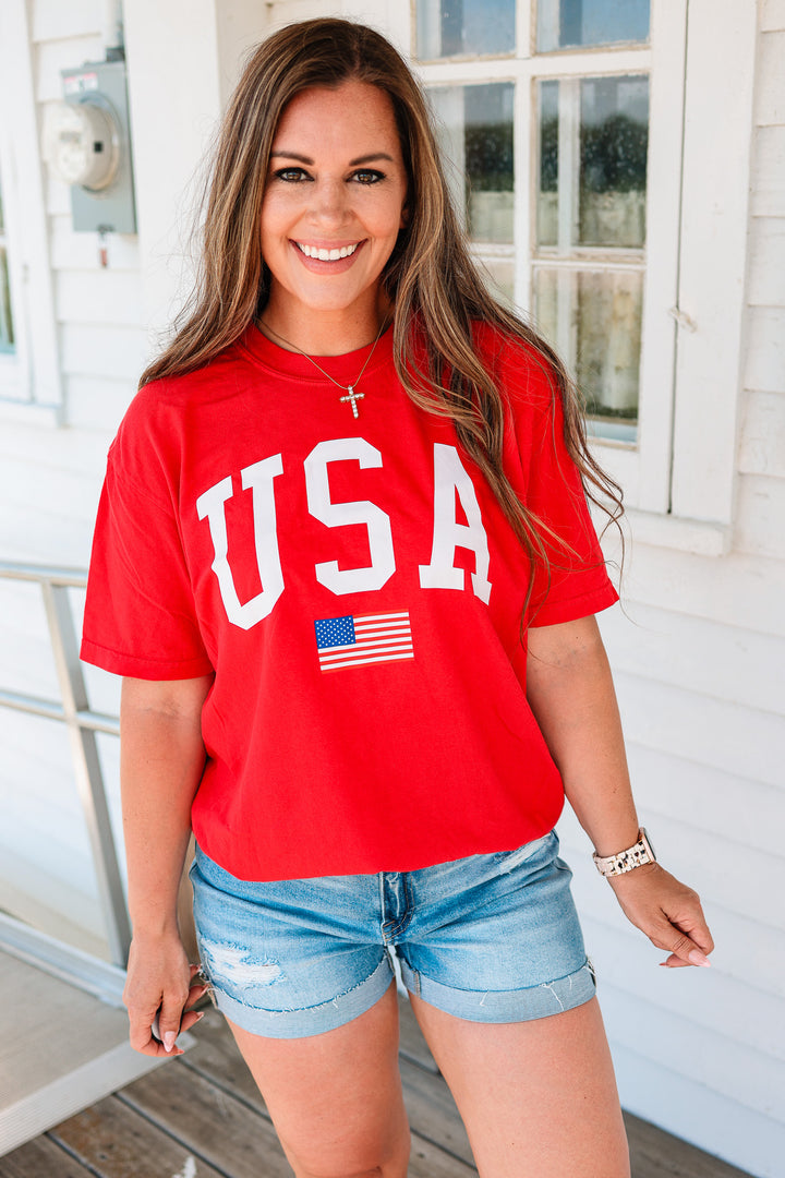 Classic USA Graphic Tee - Red