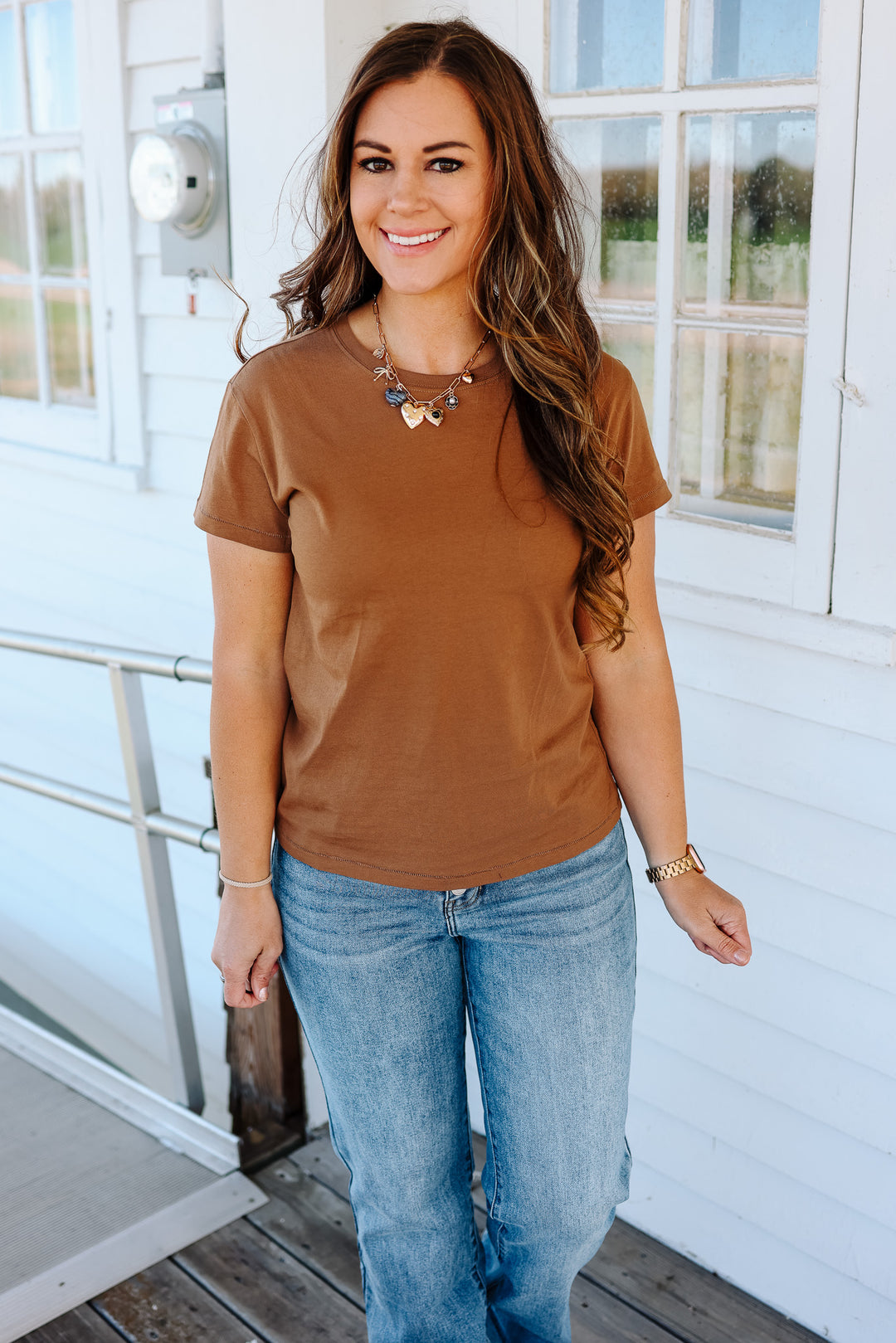 Andi Crewneck T-Shirt - Bronze Brown