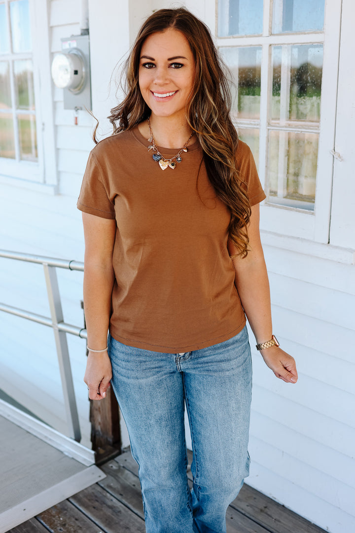 Andi Crewneck T-Shirt - Bronze Brown