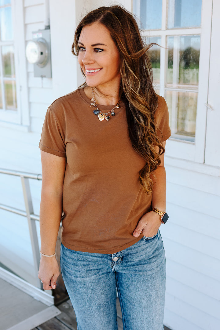 Andi Crewneck T-Shirt - Bronze Brown