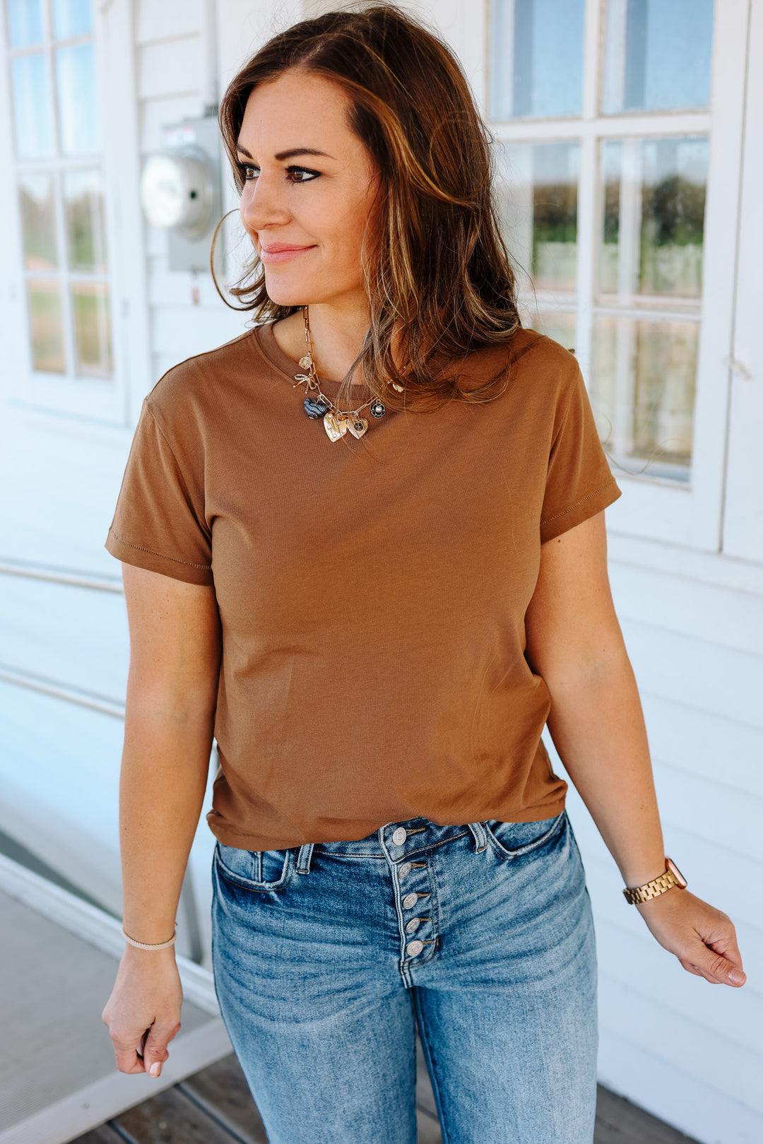 Andi Crewneck T-Shirt - Bronze Brown