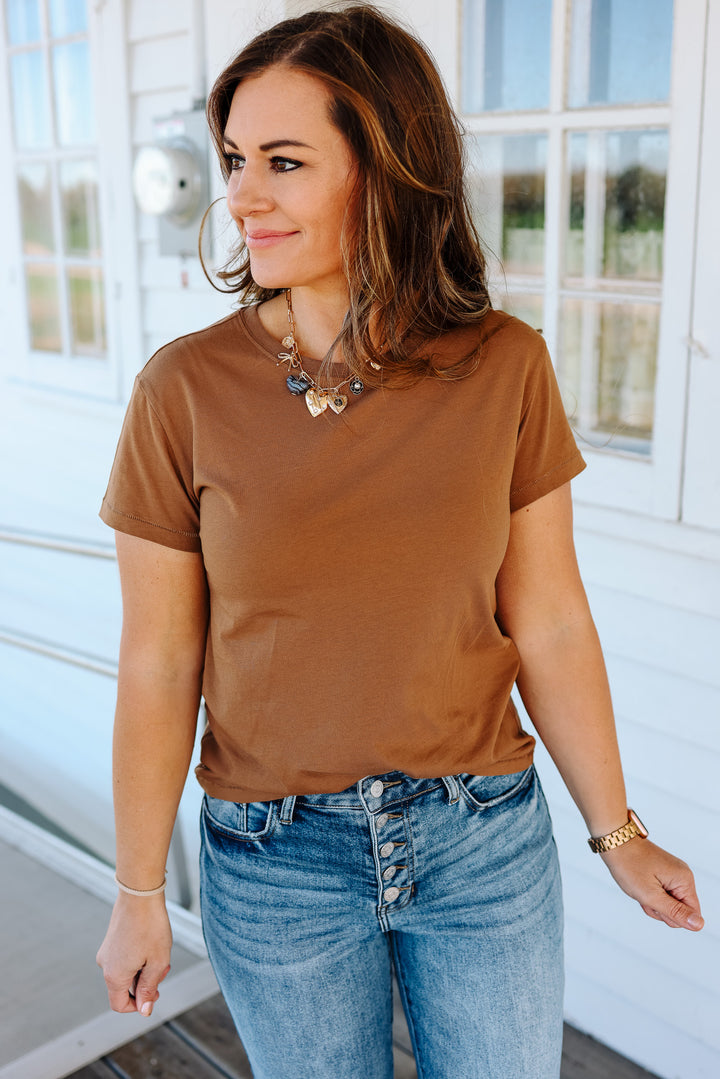 Andi Crewneck T-Shirt - Bronze Brown