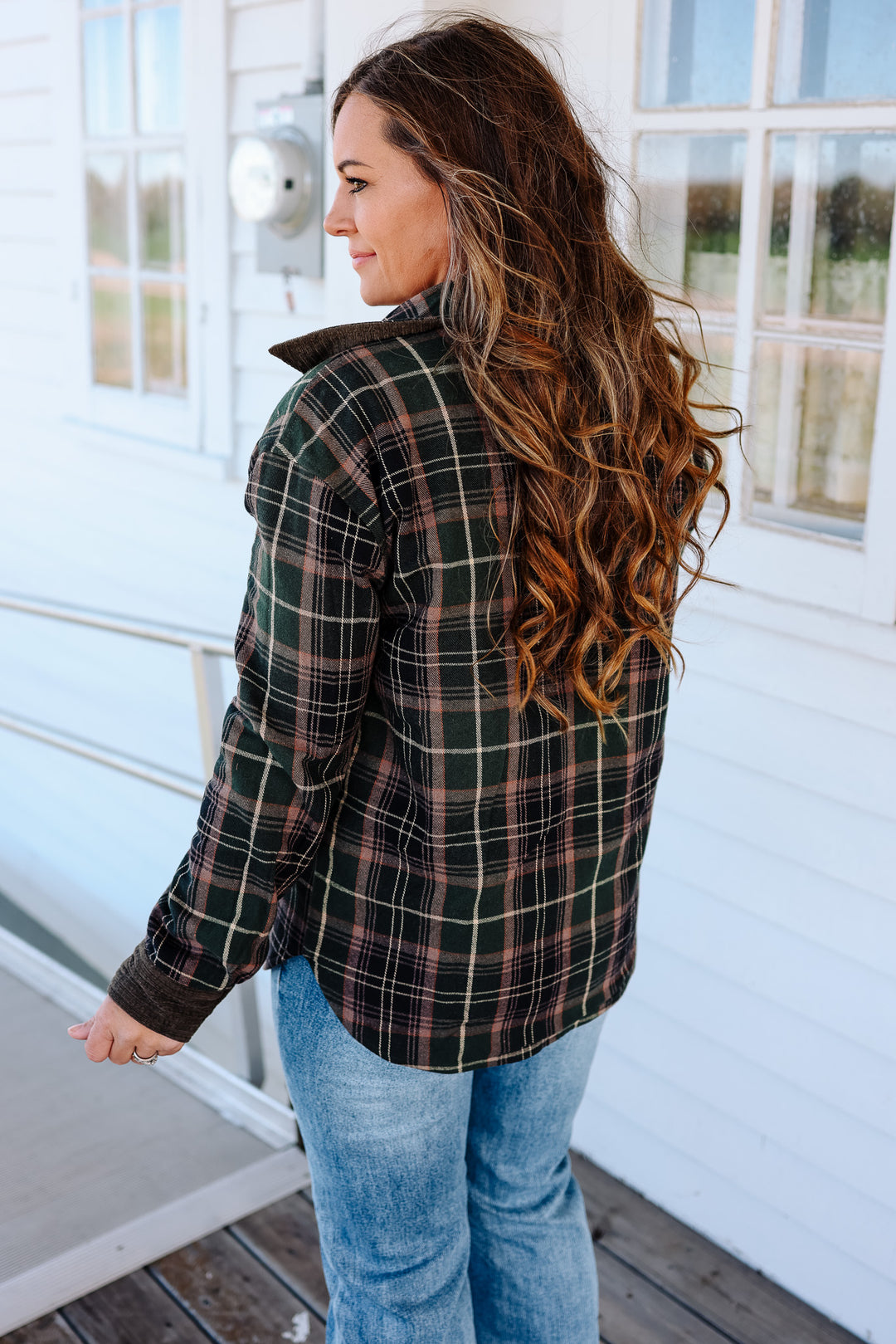 Vailor Reversible Plaid/Corduroy Shacket - Olive