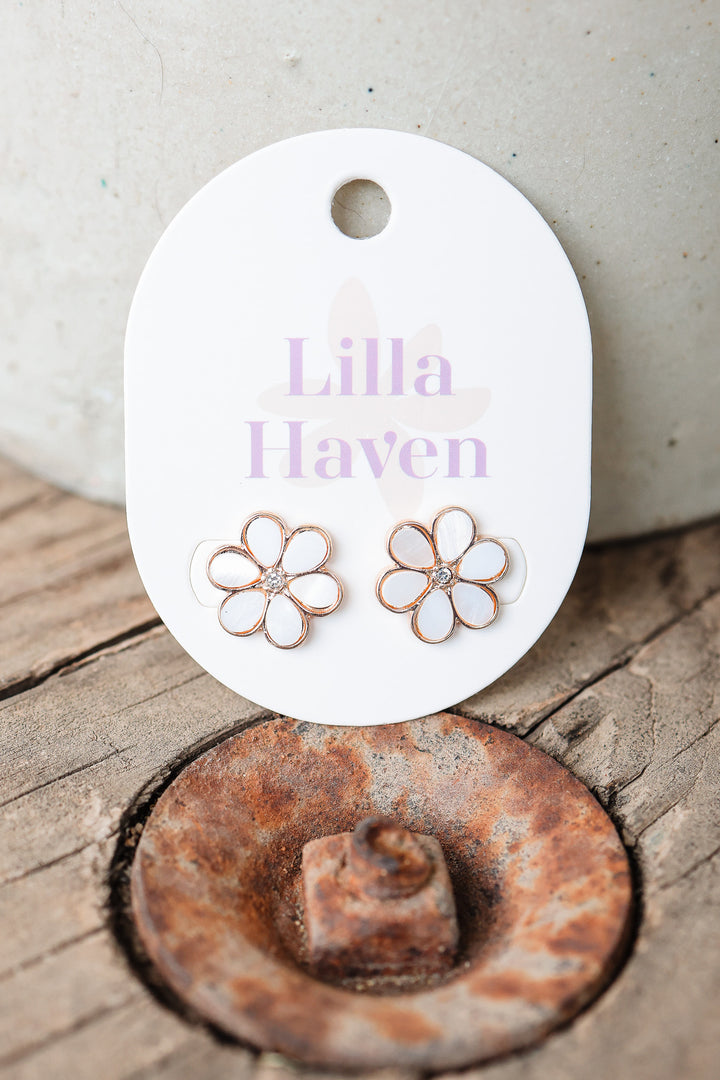 Daisy Stud Earrings | Mother of Pearl Inlay