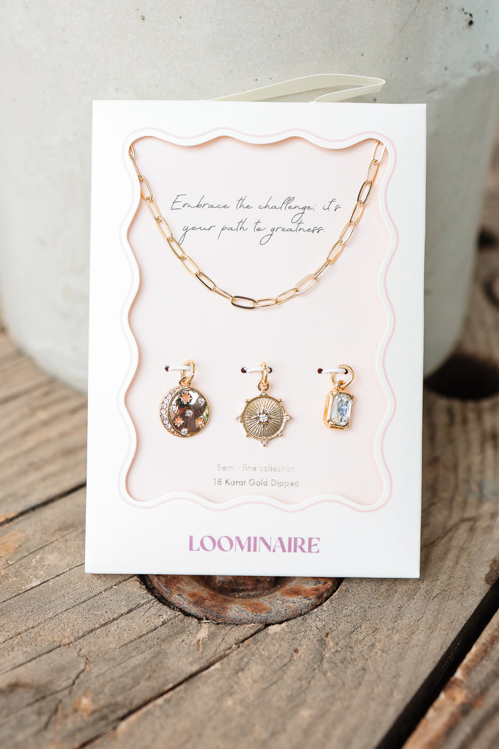 Gold Dipped Celestial Charm Necklace Set | Interchangeable Pendants