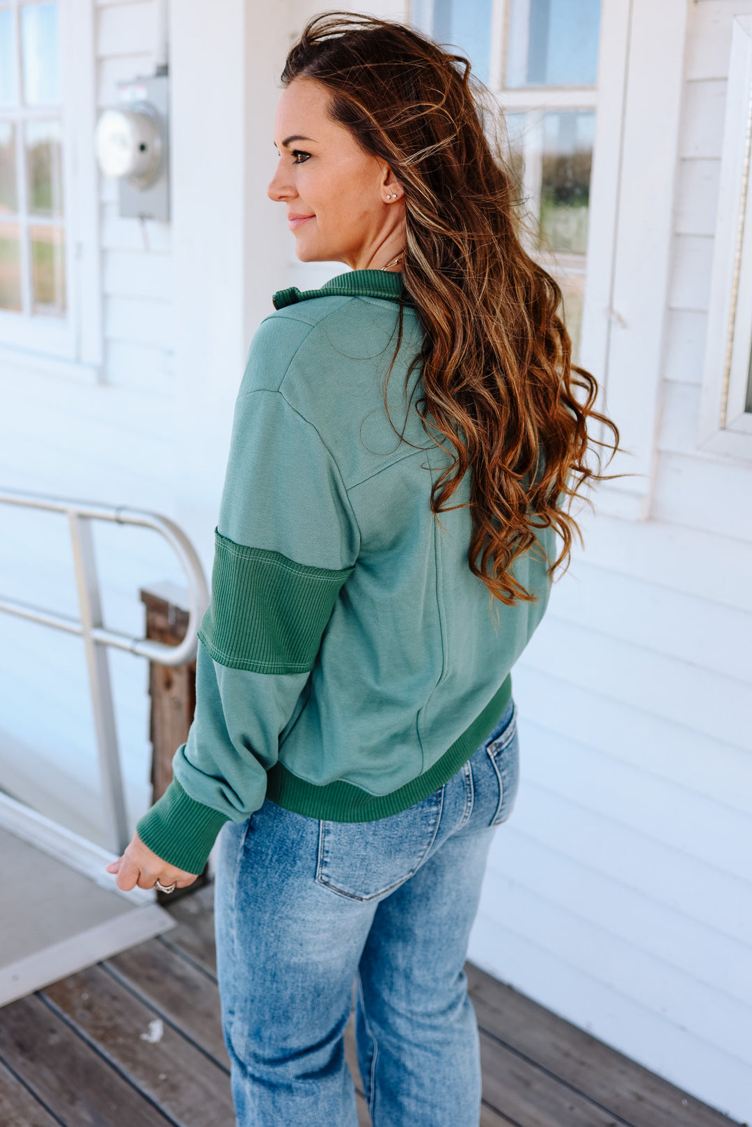 Rylan Half Zip Pullover - Dark Sage