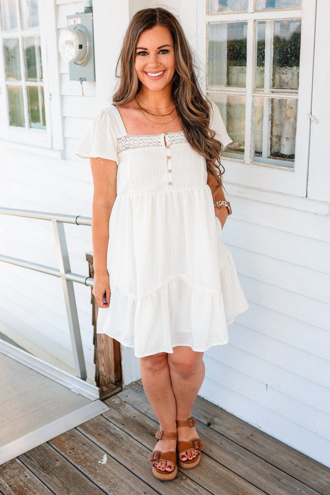 en elly lace short-sleeve mini babydoll dress En Elly Lace Short-Sleeve Mini Babydoll Dress at MarketFair Shoppes in Princeton, NJ