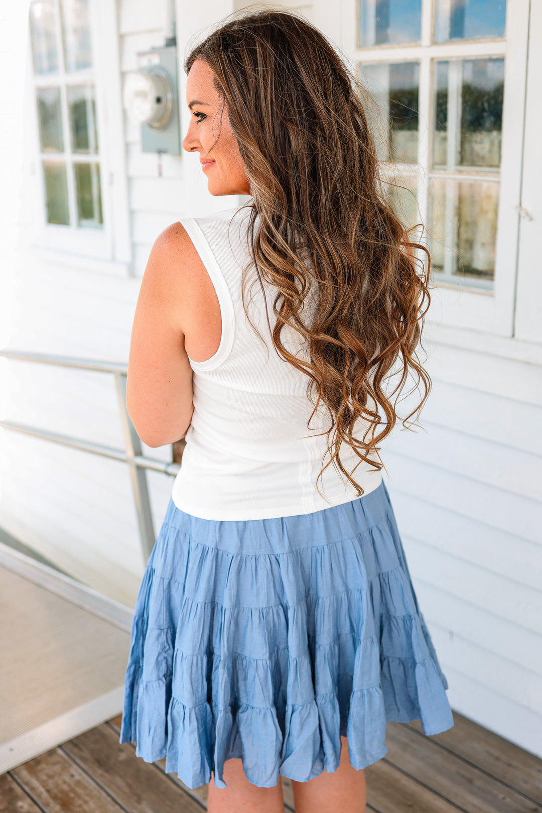 Gianna Ribbed V-Neck Tank Top - White