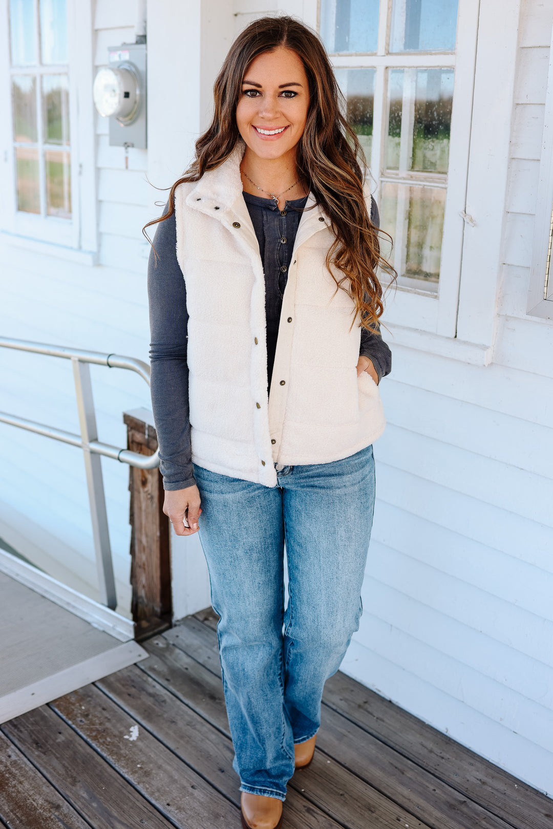 Teddy Fleece Vest - Cream