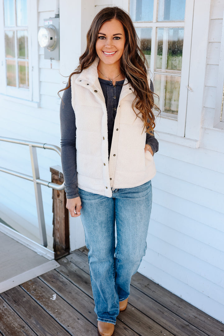 Teddy Fleece Vest - Cream