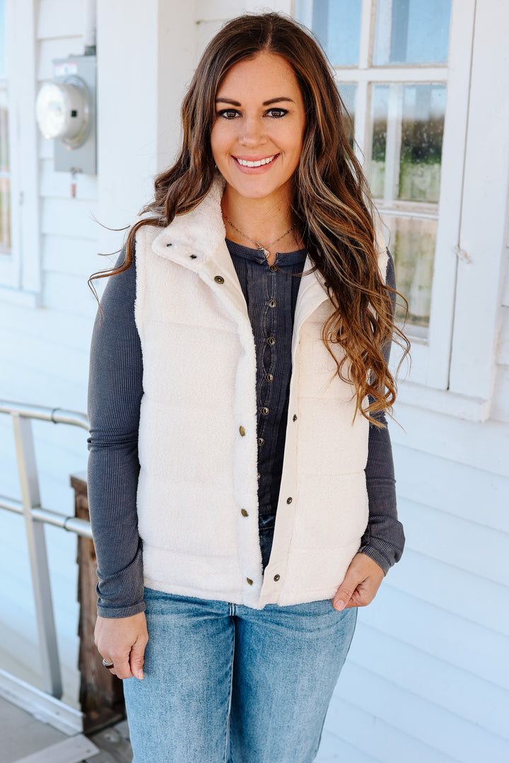 Teddy Fleece Vest - Cream