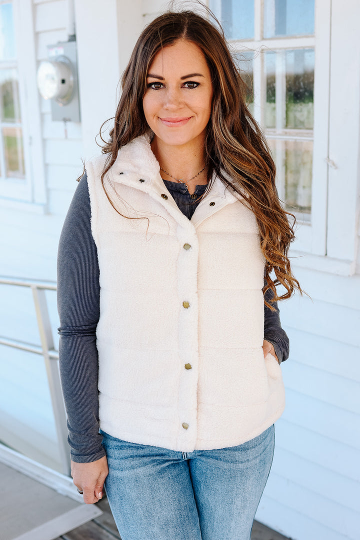 Teddy Fleece Vest - Cream