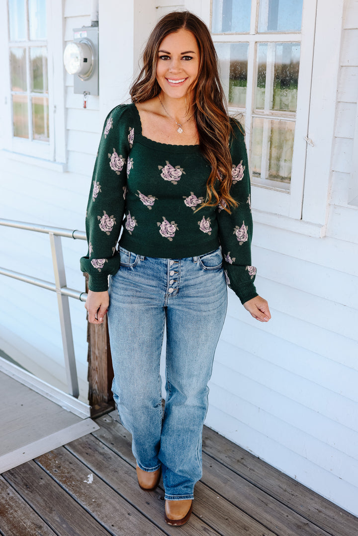 Allie Puff Sleeve Floral Sweater