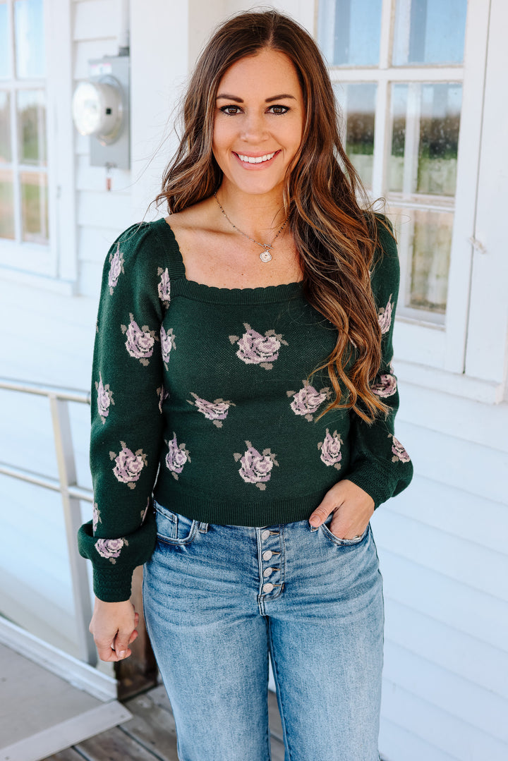 Allie Puff Sleeve Floral Sweater