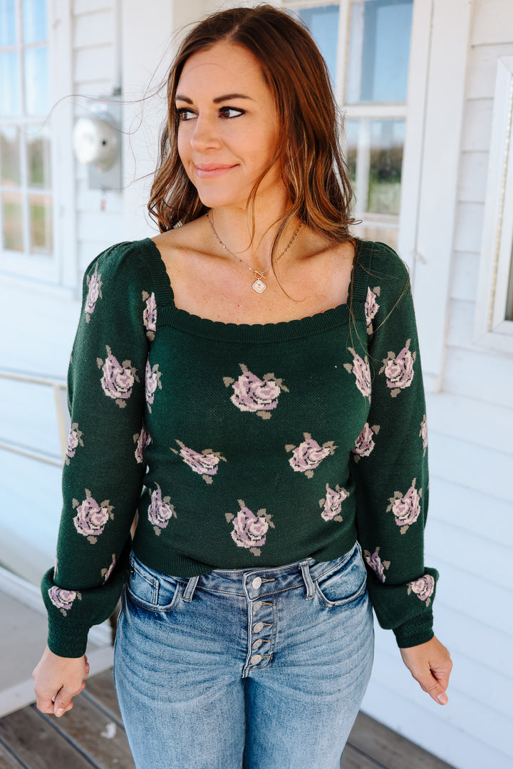 Allie Puff Sleeve Floral Sweater