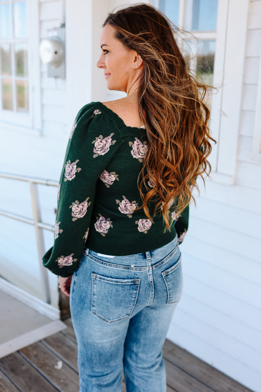Allie Puff Sleeve Floral Sweater