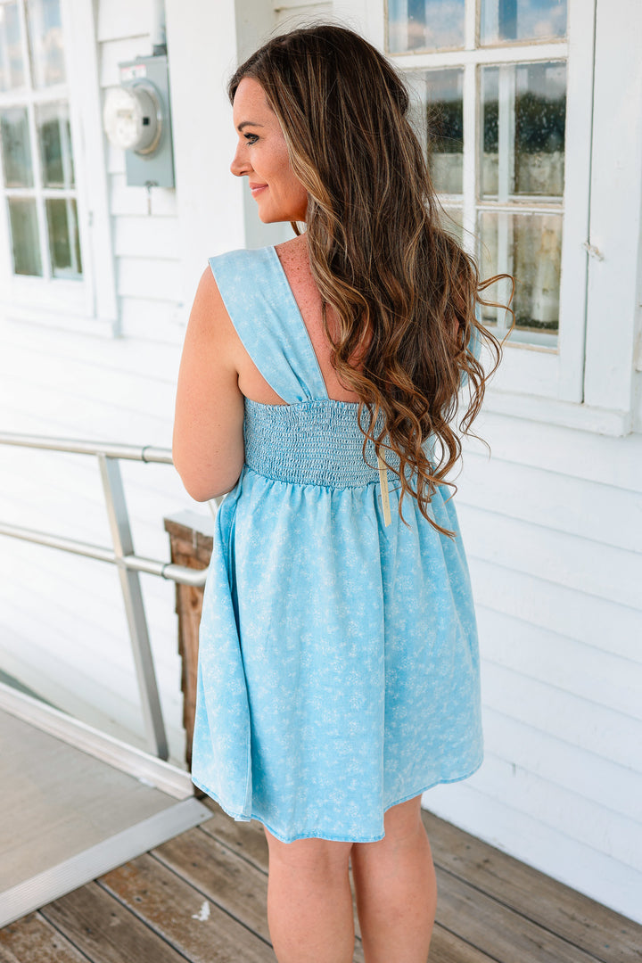 Floral Chambray Denim Dress