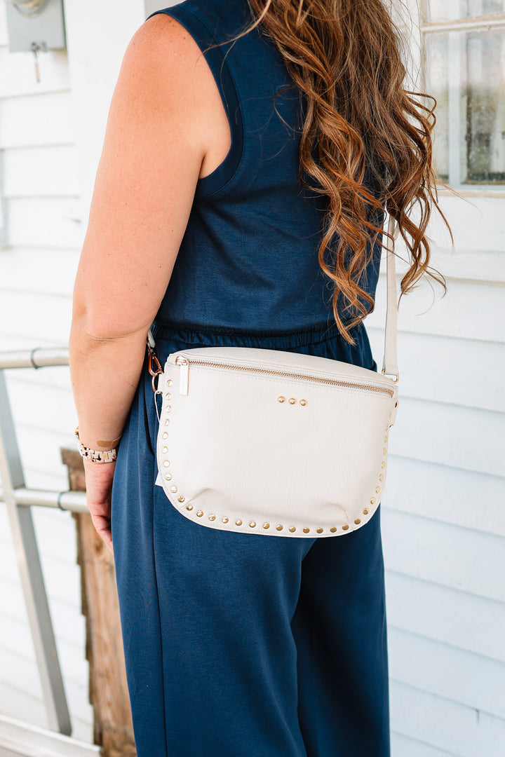 Sabrina Studded Bum Bag - Cream